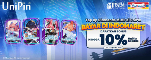 Top Up MLBB di UniPin dan Bayar di Indomaret, Dapatkan Bonus Hingga 10% UniPin Credits